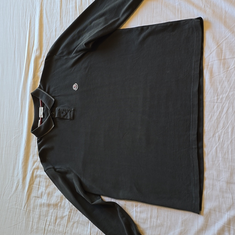 Moncler Maglia Manica Lunga Long Sleeve Polo in Dark Gren, XL